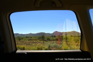 The landscape between Windhoek and Okahandja is interesting and varied - the vegetation is lush and green, and there are mountains and hills all around